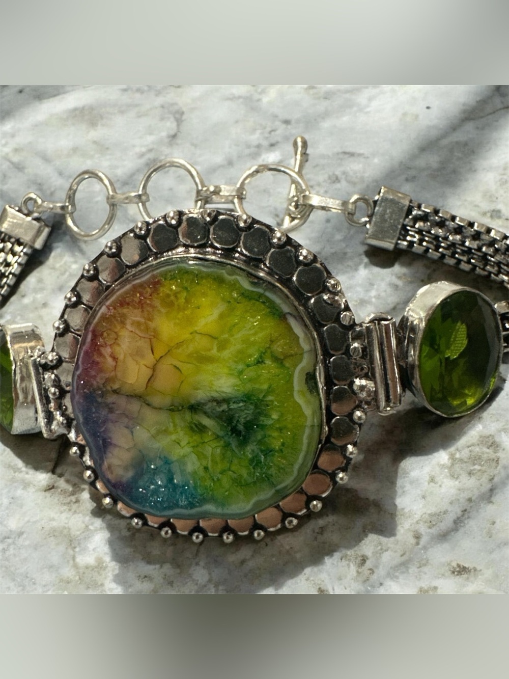 Rainbow stone Bracelet with Gem Accents